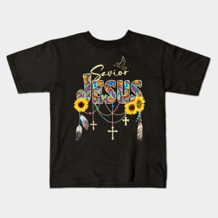 JESUS BOHO RETRO SUNFLOWER SOUTHWESTERN STYLE Kids T-Shirt